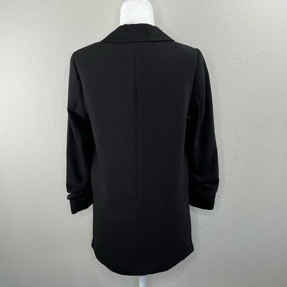 Truth Black Open Front Notch Lapel Ruched Sleeve Blazer NWT Small - Picture 2 of 13